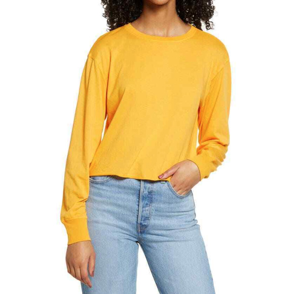 bp Tops - BP. Nordstrom Pink Long Sleeve Cropped Crew Neck Tee